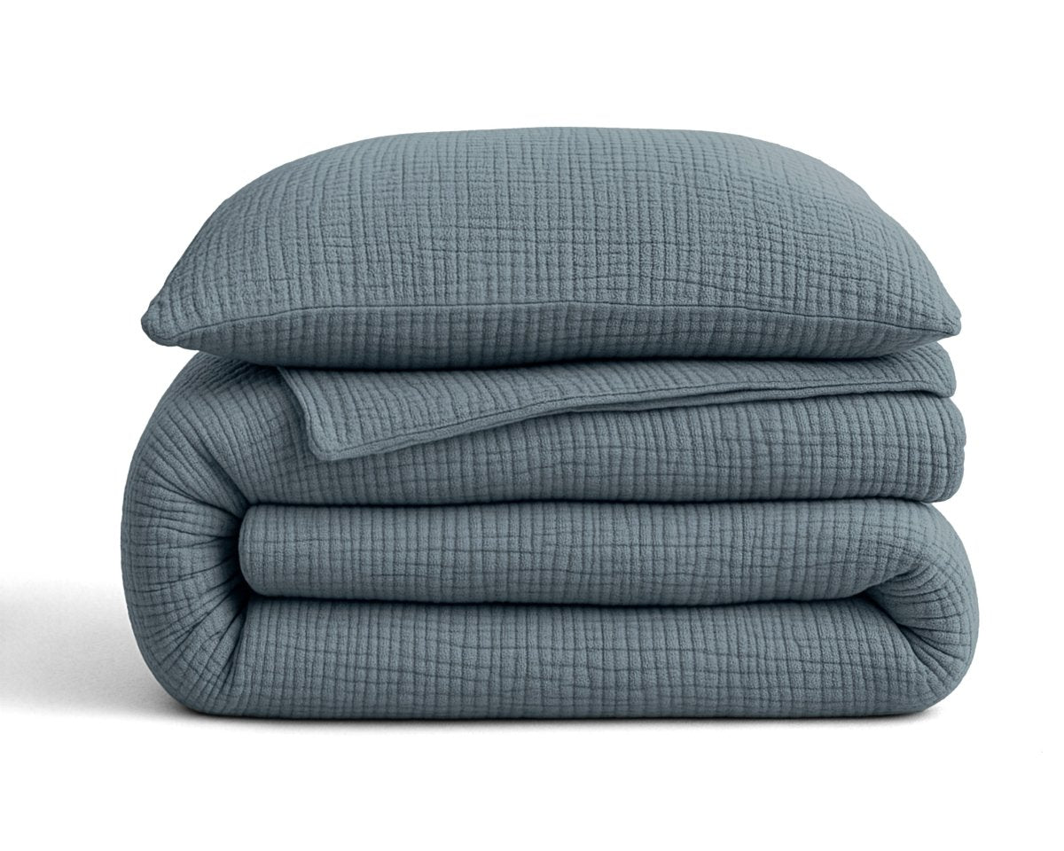 100% Cotton Muslin Lazy Duvet Mousseline | Green | Double XL - 200cm (W) x 240cm (L) - The Bedding & Blankets Store