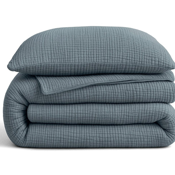 100% Cotton Muslin Lazy Duvet Mousseline | Green | Double XL - 200cm (W) x 240cm (L) - The Bedding & Blankets Store