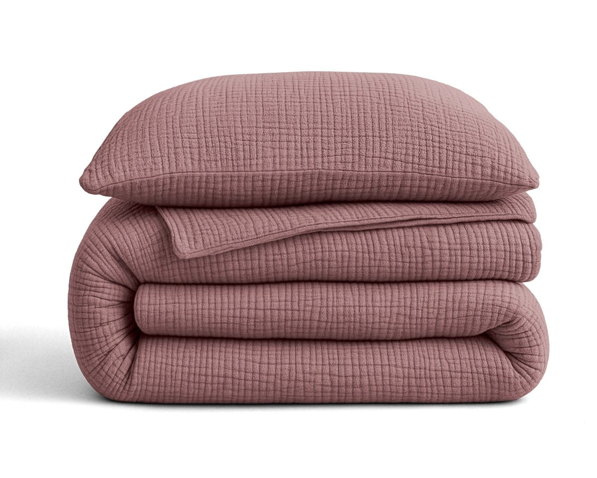 100% Cotton Muslin Lazy Duvet Mousseline | Old Pink | Double XL - 200cm (W) x 240cm (L) - The Bedding & Blankets Store