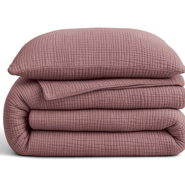 100% Cotton Muslin Lazy Duvet Mousseline | Old Pink | Double XL - 200cm (W) x 240cm (L) - The Bedding & Blankets Store