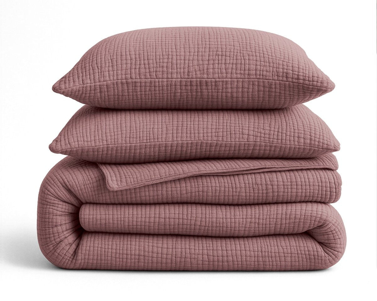 100% Cotton Muslin Lazy Duvet Mousseline | Old Pink | Double XL - 200cm (W) x 240cm (L) - The Bedding & Blankets Store