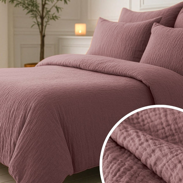 100% Cotton Muslin Lazy Duvet Mousseline | Old Pink | Double XL - 200cm (W) x 240cm (L) - The Bedding & Blankets Store