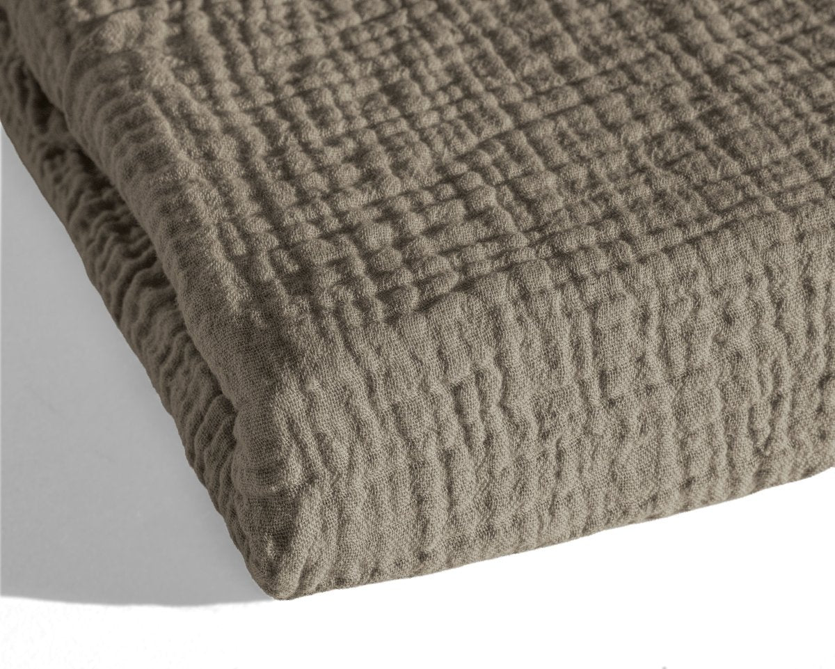 100% Cotton Muslin Lazy Duvet Mousseline | Taupe | Double XL - 200cm (W) x 240cm (L) - The Bedding & Blankets Store