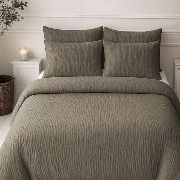 100% Cotton Muslin Lazy Duvet Mousseline | Taupe | Double XL - 200cm (W) x 240cm (L) - The Bedding & Blankets Store