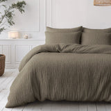 100% Cotton Muslin Lazy Duvet Mousseline | Taupe | Double XL - 200cm (W) x 240cm (L) - The Bedding & Blankets Store