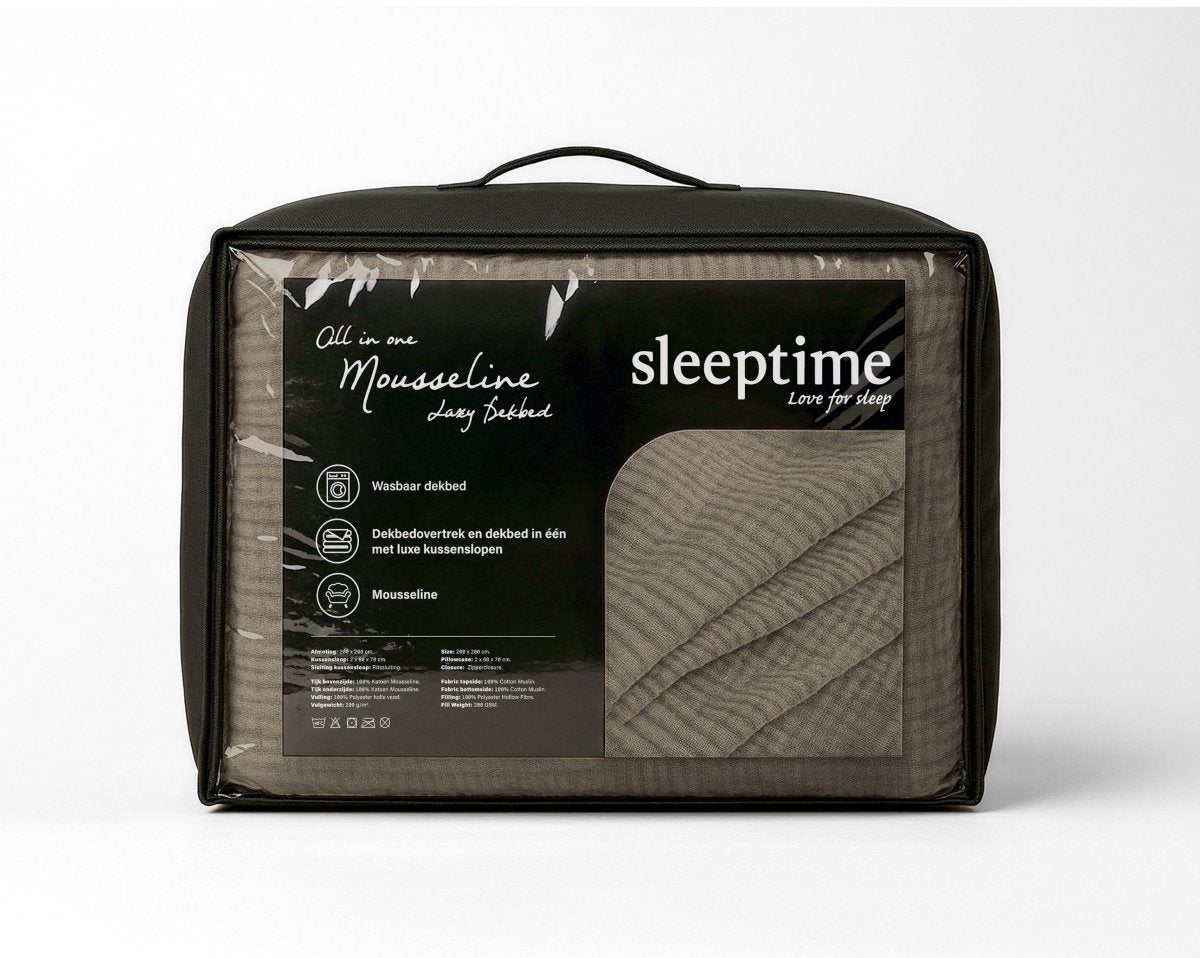 100% Cotton Muslin Lazy Duvet Mousseline | Taupe | Double XL - 200cm (W) x 240cm (L) - The Bedding & Blankets Store