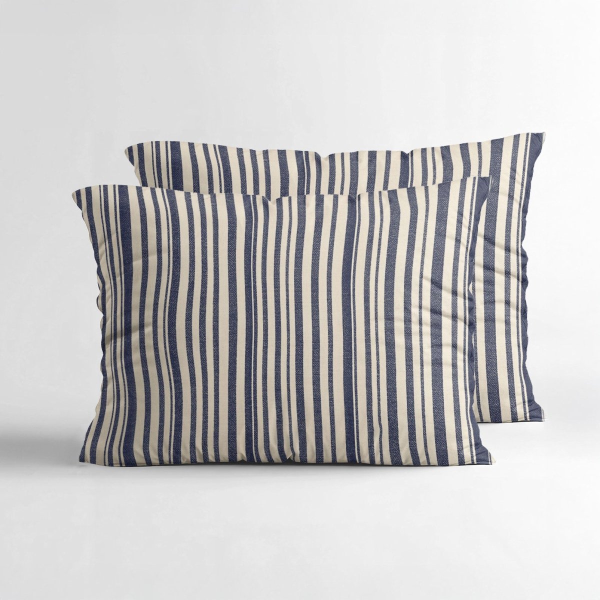 100% Cotton Pillowcase Pair Stripy | Beige/Blue | 60cm x 70cm - The Bedding & Blankets Store