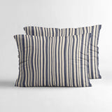 100% Cotton Pillowcase Pair Stripy | Beige/Blue | 60cm x 70cm - The Bedding & Blankets Store
