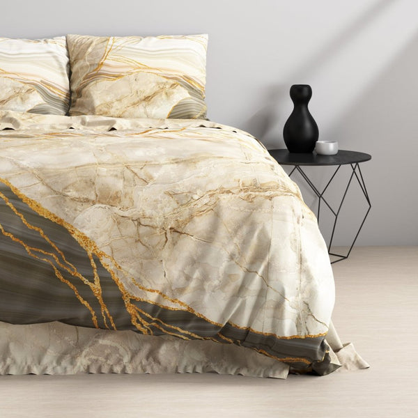 100% Cotton Sateen Duvet Cover Set Botticino | Taupe | Single - 140cm (W) x 220cm (L) - The Bedding & Blankets Store