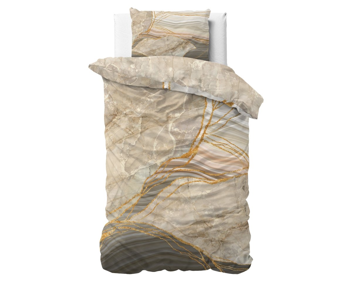 100% Cotton Sateen Duvet Cover Set Botticino | Taupe | Single - 140cm (W) x 220cm (L) - The Bedding & Blankets Store