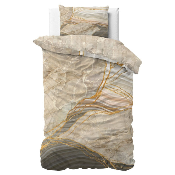 100% Cotton Sateen Duvet Cover Set Botticino | Taupe | Single - 140cm (W) x 220cm (L) - The Bedding & Blankets Store