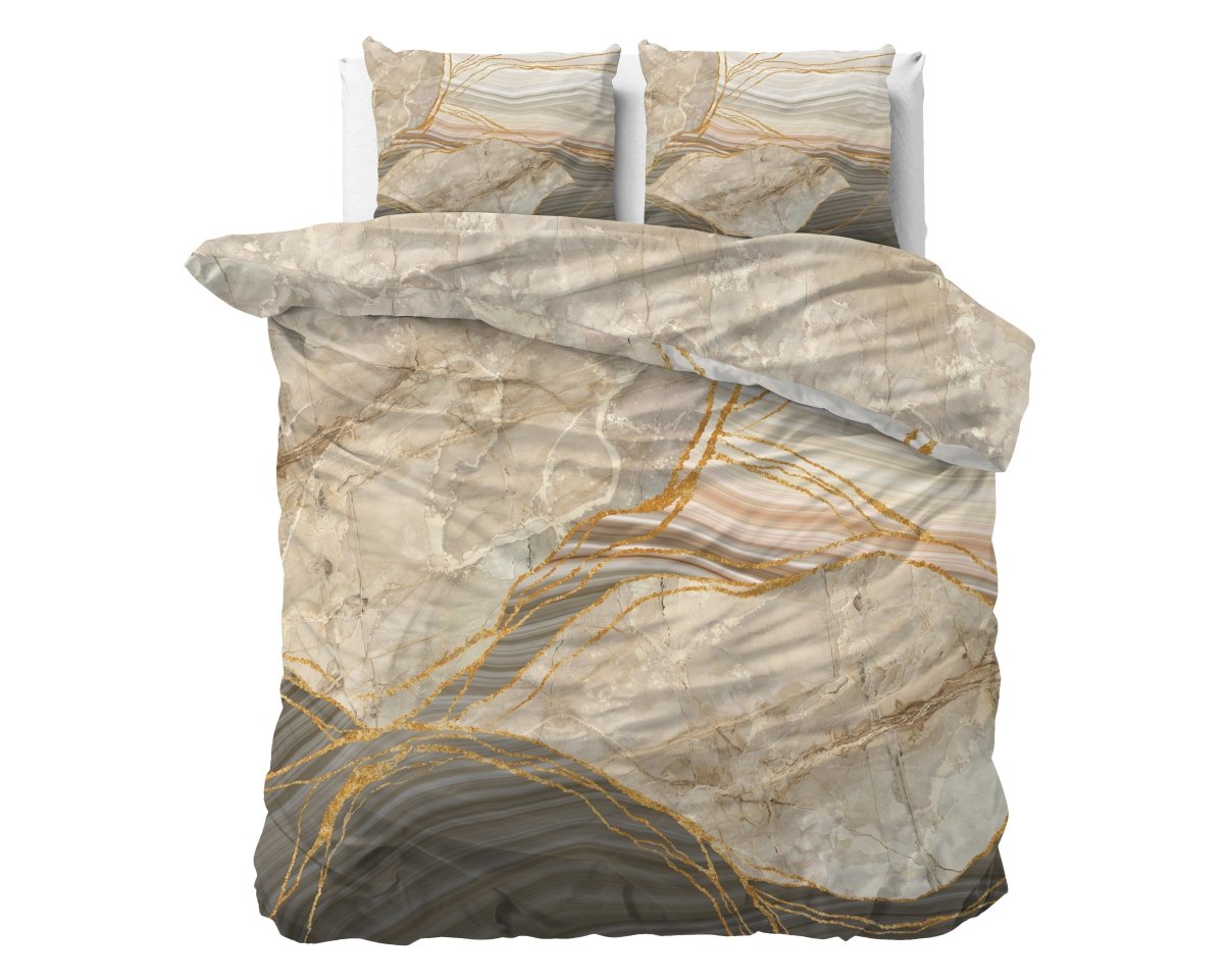 100% Cotton Sateen Duvet Cover Set Botticino | Taupe | Single - 140cm (W) x 220cm (L) - The Bedding & Blankets Store