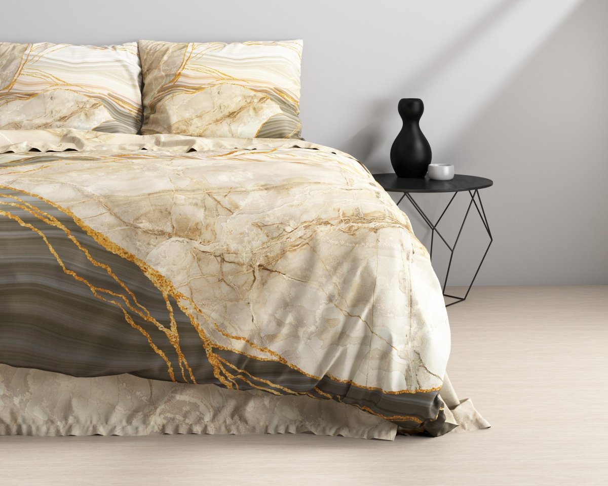 100% Cotton Sateen Duvet Cover Set Botticino | Taupe | Single - 140cm (W) x 220cm (L) - The Bedding & Blankets Store