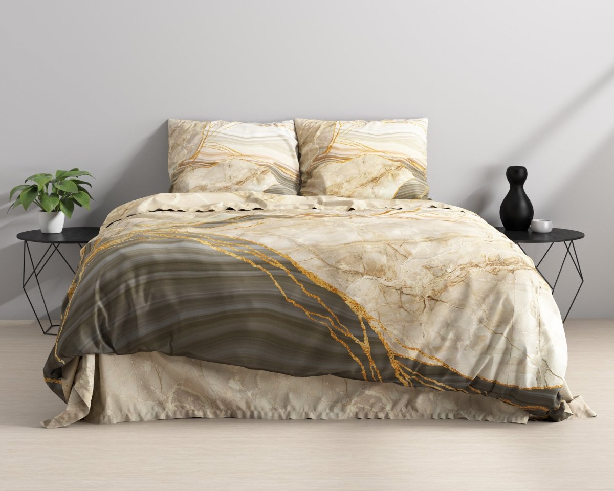 100% Cotton Sateen Duvet Cover Set Botticino | Taupe | Single - 140cm (W) x 220cm (L) - The Bedding & Blankets Store