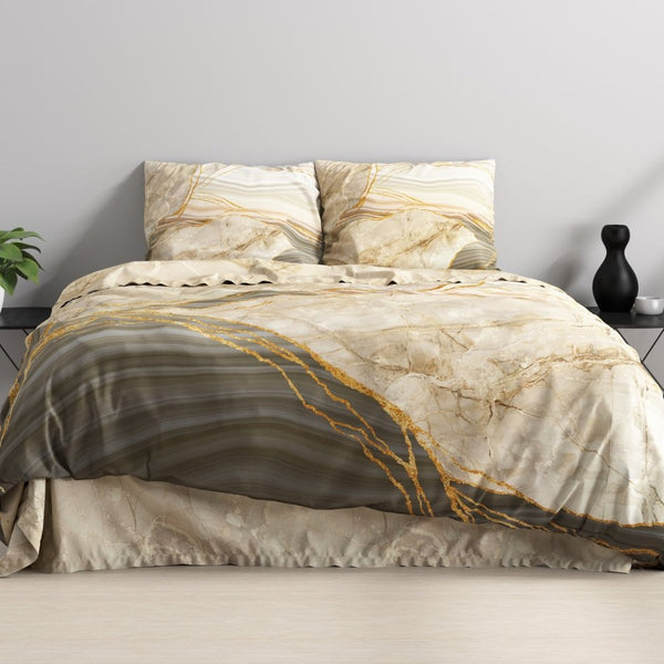 100% Cotton Sateen Duvet Cover Set Botticino | Taupe | Single - 140cm (W) x 220cm (L) - The Bedding & Blankets Store