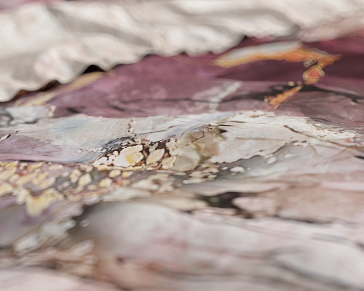 100% Cotton Sateen Duvet Cover Set Breccia | Pink | Single - 140cm (W) x 220cm (L) - The Bedding & Blankets Store