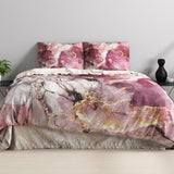 100% Cotton Sateen Duvet Cover Set Breccia | Pink | Single - 140cm (W) x 220cm (L) - The Bedding & Blankets Store