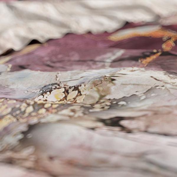 100% Cotton Sateen Duvet Cover Set Breccia | Pink | Single - 140cm (W) x 220cm (L) - The Bedding & Blankets Store
