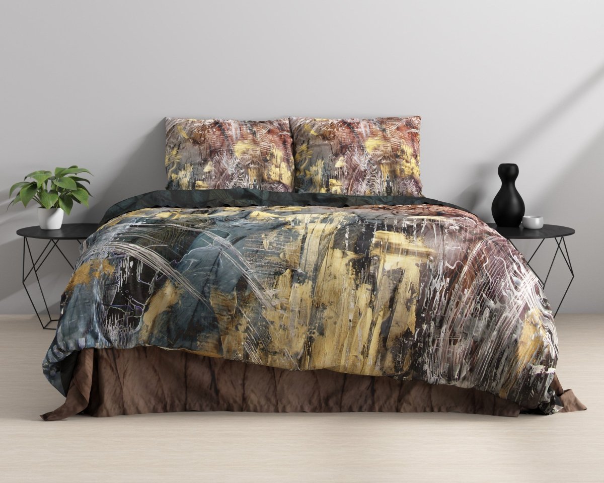 100% Cotton Sateen Duvet Cover Set Sarda | Multicolour | Single - 140cm (W) x 220cm (L) - The Bedding & Blankets Store