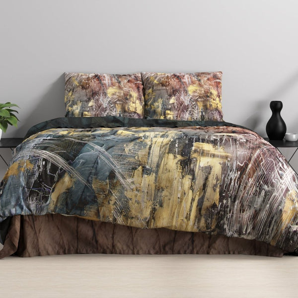 100% Cotton Sateen Duvet Cover Set Sarda | Multicolour | Single - 140cm (W) x 220cm (L) - The Bedding & Blankets Store