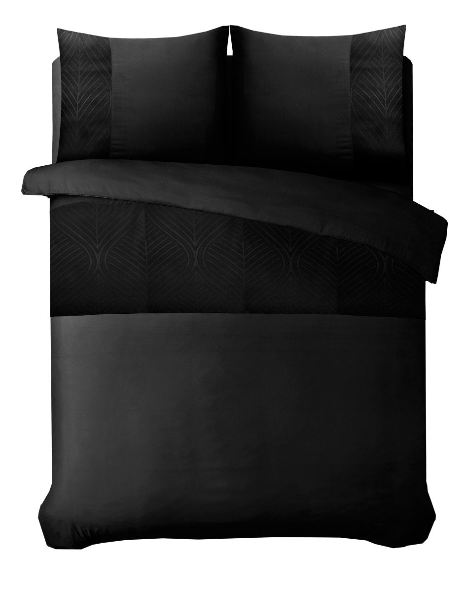 100% Microfibre Duvet Cover Set Berlin | Black | Single - 140cm (W) x 220cm (L) - The Bedding & Blankets Store