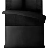 100% Microfibre Duvet Cover Set Berlin | Black | Single - 140cm (W) x 220cm (L) - The Bedding & Blankets Store