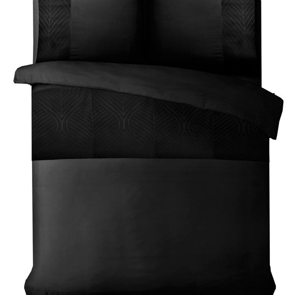 100% Microfibre Duvet Cover Set Berlin | Black | Single - 140cm (W) x 220cm (L) - The Bedding & Blankets Store