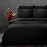 100% Microfibre Duvet Cover Set Berlin | Black | Single - 140cm (W) x 220cm (L) - The Bedding & Blankets Store