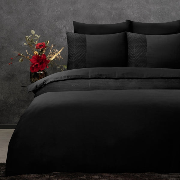 100% Microfibre Duvet Cover Set Berlin | Black | Single - 140cm (W) x 220cm (L) - The Bedding & Blankets Store