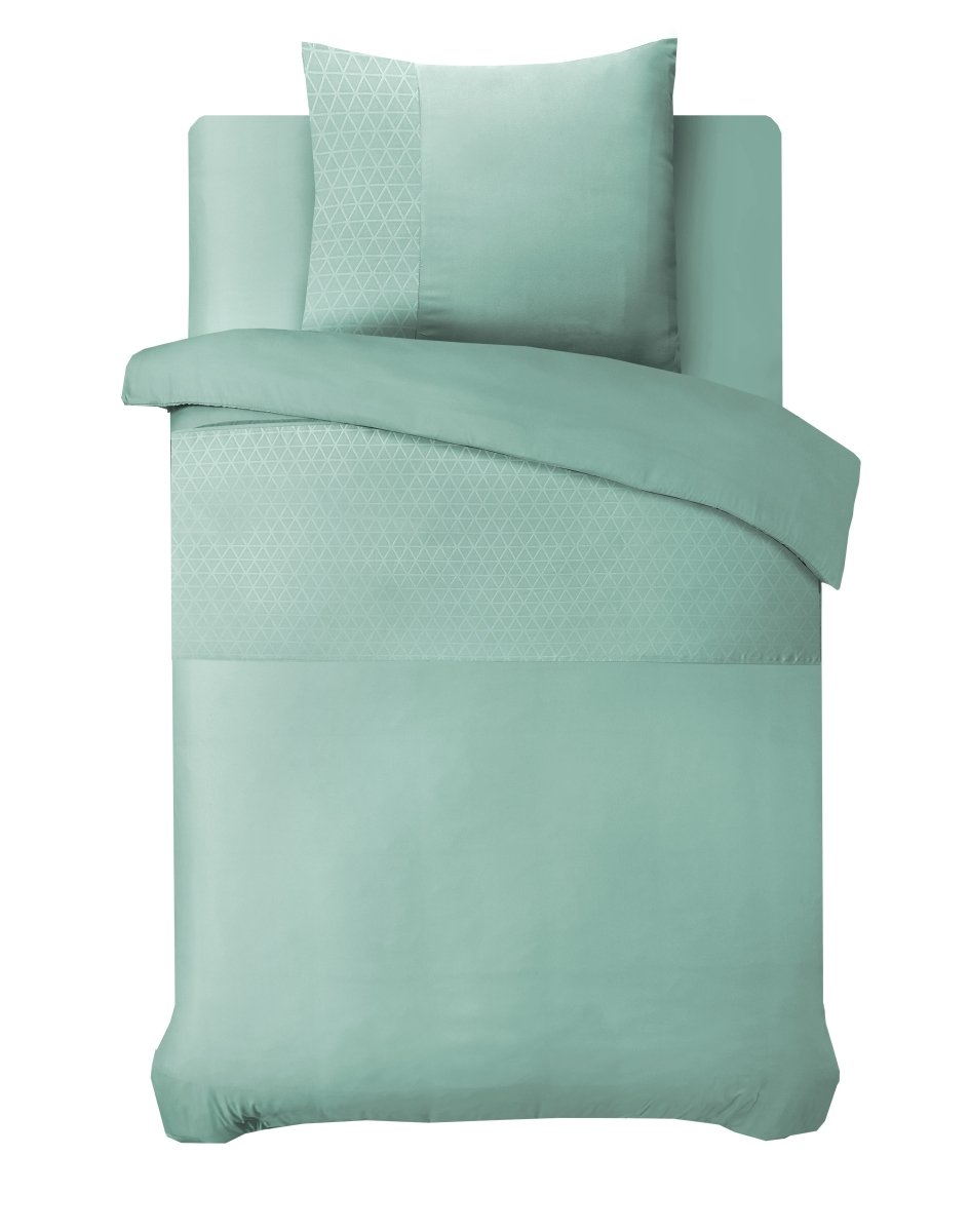 100% Microfibre Duvet Cover Set Berlin | Green | Single - 140cm (W) x 220cm (L) - The Bedding & Blankets Store