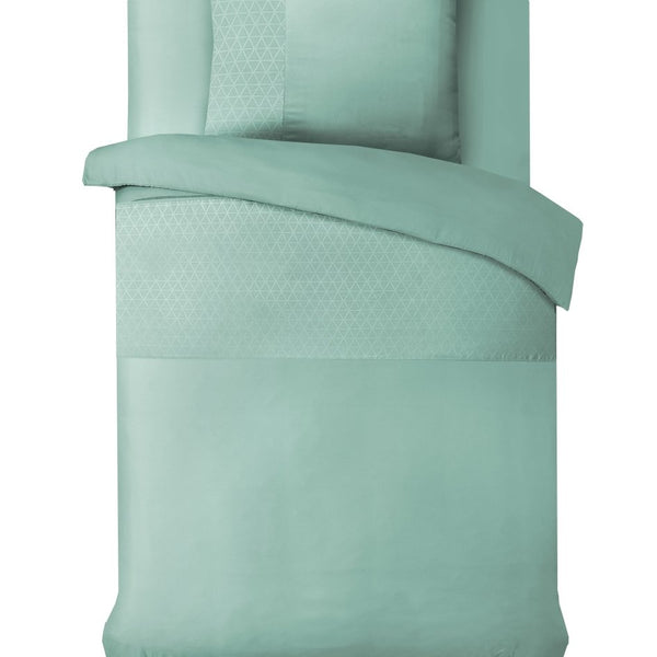 100% Microfibre Duvet Cover Set Berlin | Green | Single - 140cm (W) x 220cm (L) - The Bedding & Blankets Store