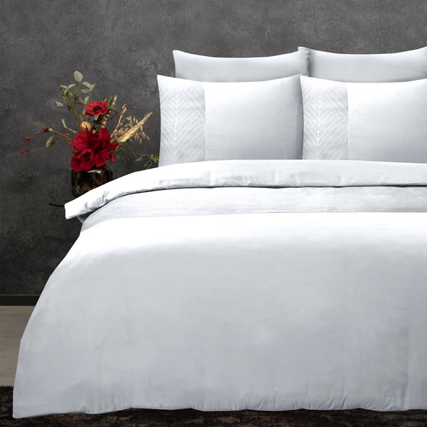100% Microfibre Duvet Cover Set Berlin | White | Single - 140cm (W) x 220cm (L) - The Bedding & Blankets Store