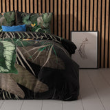 100% Microfibre Duvet Cover Set Dark Leaves | Green | Single - 140cm (W) x 220cm (L) - The Bedding & Blankets Store