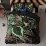 100% Microfibre Duvet Cover Set Dark Leaves | Green | Single - 140cm (W) x 220cm (L) - The Bedding & Blankets Store