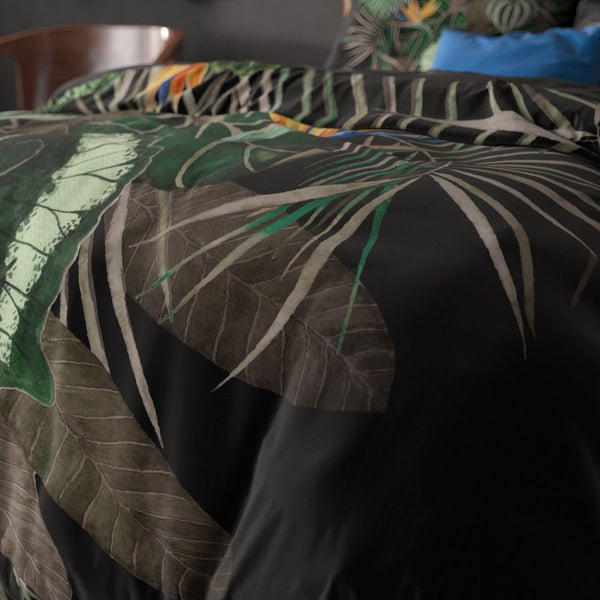 100% Microfibre Duvet Cover Set Dark Leaves | Green | Single - 140cm (W) x 220cm (L) - The Bedding & Blankets Store
