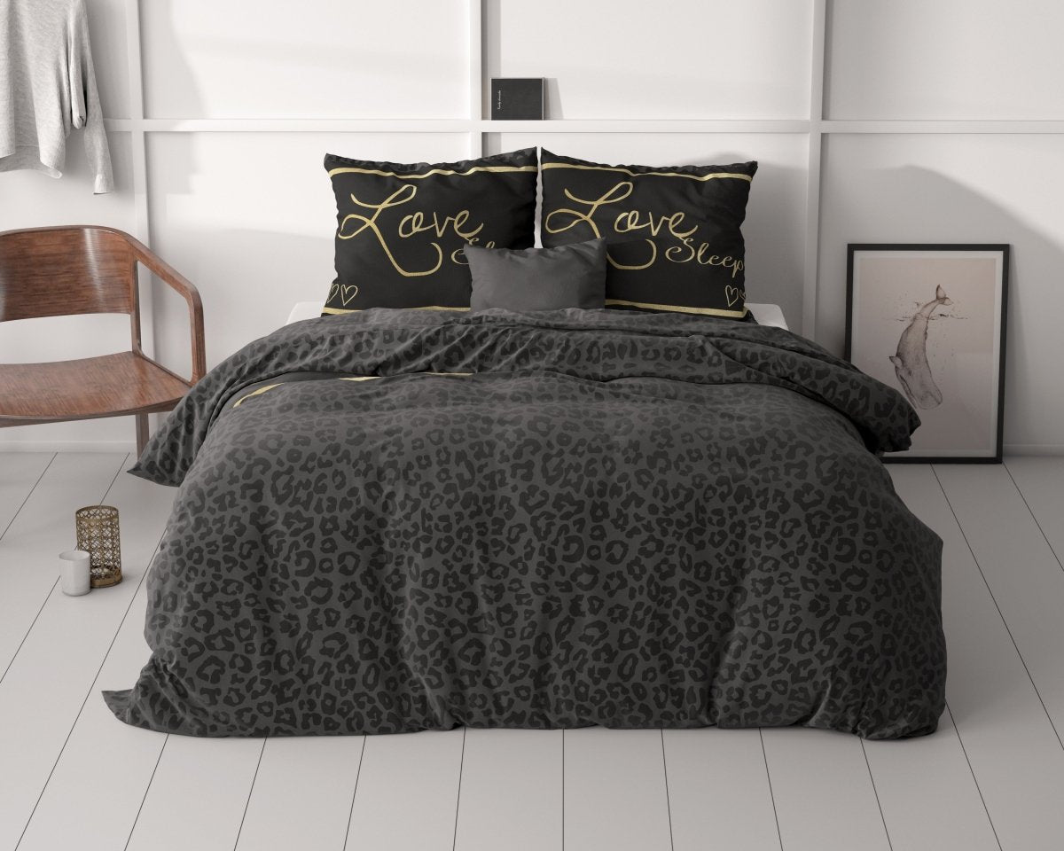 100% Microfibre Duvet Cover Set Dark Sleep | Black | Single - 140cm (W) x 220cm (L) - The Bedding & Blankets Store