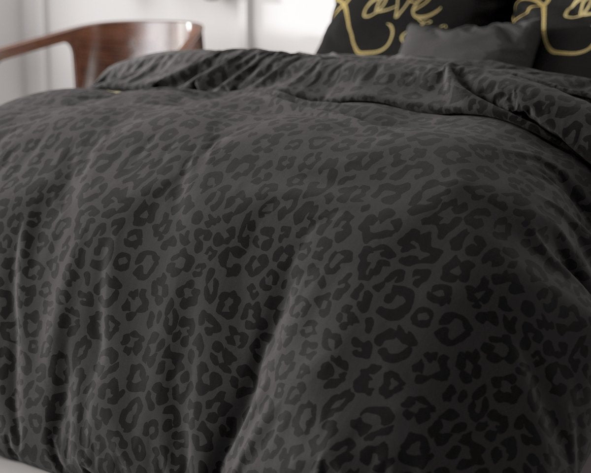 100% Microfibre Duvet Cover Set Dark Sleep | Black | Single - 140cm (W) x 220cm (L) - The Bedding & Blankets Store