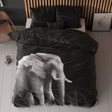 100% Microfibre Duvet Cover Set Elephant | Black | Single - 140cm (W) x 220cm (L) - The Bedding & Blankets Store