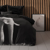 100% Microfibre Duvet Cover Set Elephant | Black | Single - 140cm (W) x 220cm (L) - The Bedding & Blankets Store