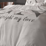 100% Microfibre Duvet Cover Set Goodnight | Silver | Single - 140cm (W) x 220cm (L) - The Bedding & Blankets Store