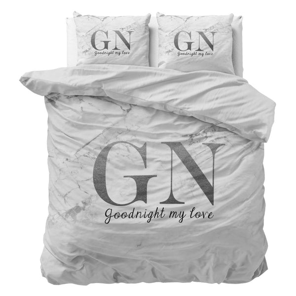 100% Microfibre Duvet Cover Set Goodnight | Silver | Single - 140cm (W) x 220cm (L) - The Bedding & Blankets Store
