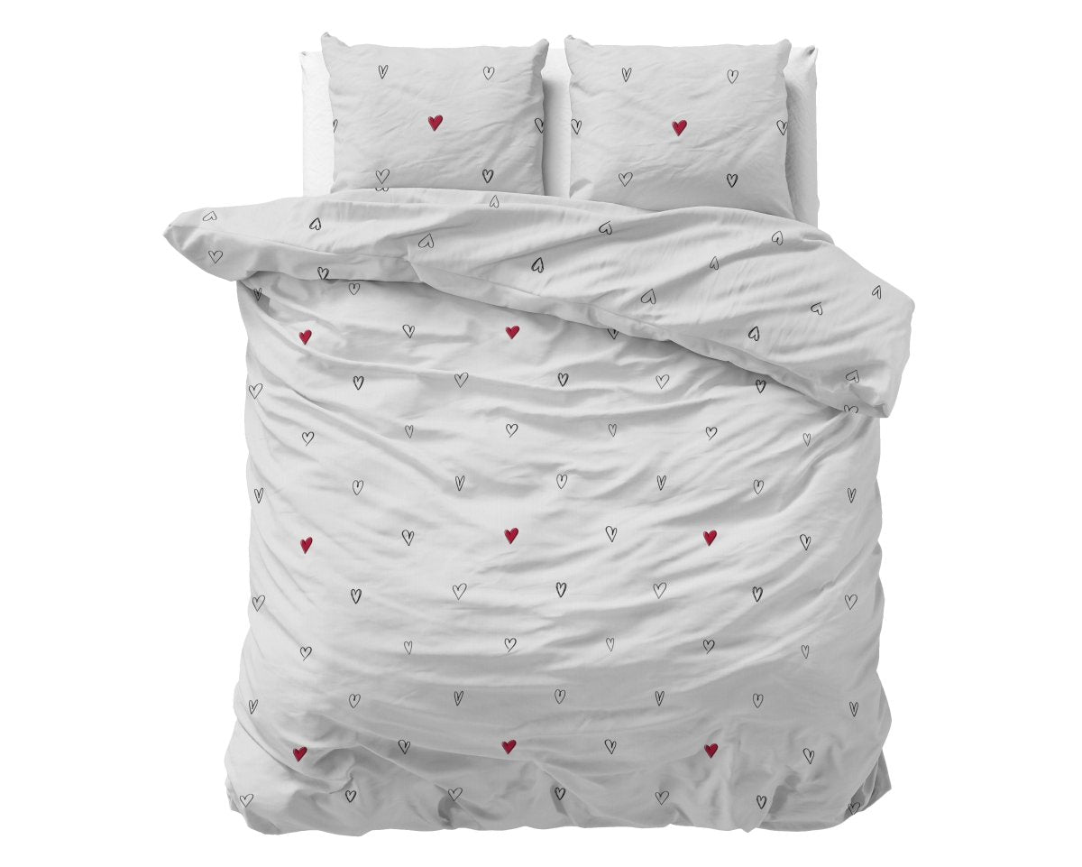 100% Microfibre Duvet Cover Set Hearts Everywhere | White | Single - 140cm (W) x 220cm (L) - The Bedding & Blankets Store