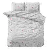 100% Microfibre Duvet Cover Set Hearts Everywhere | White | Single - 140cm (W) x 220cm (L) - The Bedding & Blankets Store