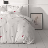 100% Microfibre Duvet Cover Set Hearts Everywhere | White | Single - 140cm (W) x 220cm (L) - The Bedding & Blankets Store