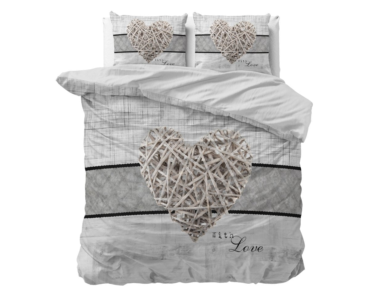 100% Microfibre Duvet Cover Set Home Is Heart | White | Single - 140cm (W) x 220cm (L) - The Bedding & Blankets Store