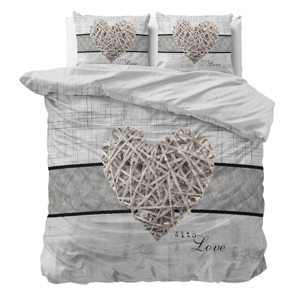 100% Microfibre Duvet Cover Set Home Is Heart | White | Single - 140cm (W) x 220cm (L) - The Bedding & Blankets Store