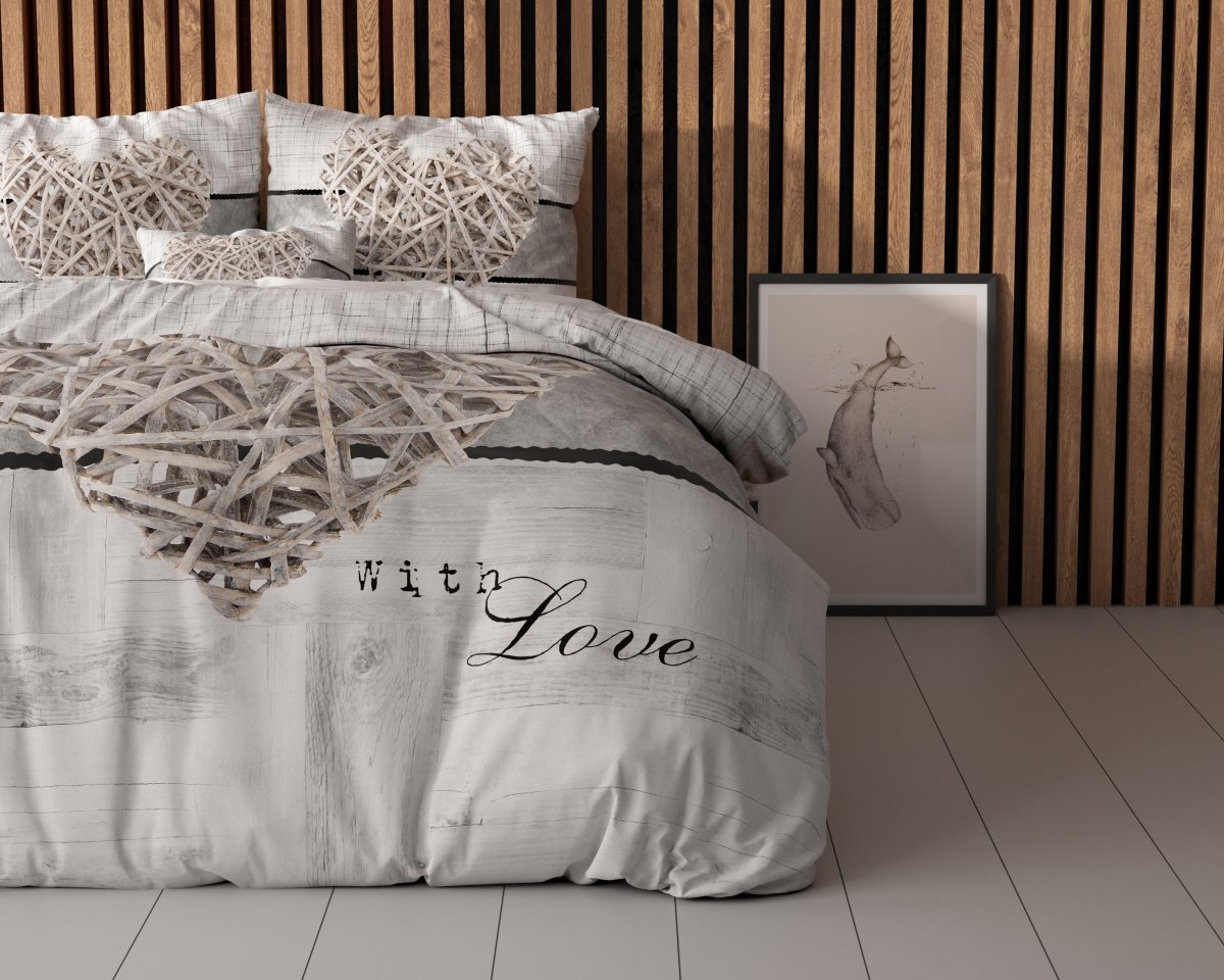 100% Microfibre Duvet Cover Set Home Is Heart | White | Single - 140cm (W) x 220cm (L) - The Bedding & Blankets Store
