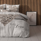 100% Microfibre Duvet Cover Set Home Is Heart | White | Single - 140cm (W) x 220cm (L) - The Bedding & Blankets Store