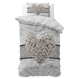 100% Microfibre Duvet Cover Set Home Is Heart | White | Single - 140cm (W) x 220cm (L) - The Bedding & Blankets Store