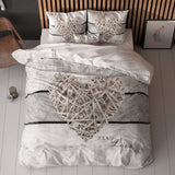 100% Microfibre Duvet Cover Set Home Is Heart | White | Single - 140cm (W) x 220cm (L) - The Bedding & Blankets Store